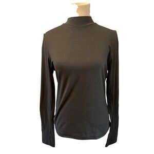 Rebody Black Long Sleeve‎ Mock Neck Top Performance Athletic Women's Size L